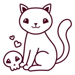 Cute cat and skull PNG Design Transparent PNG