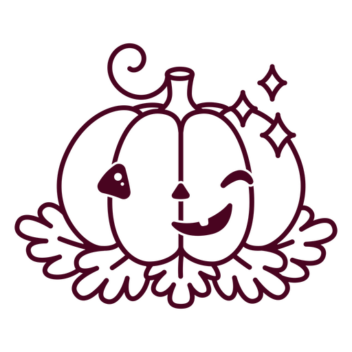 Cute carved pumkin winking PNG Design