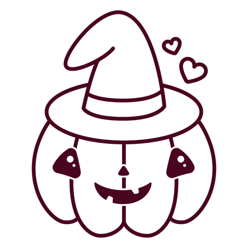 Cute pumpkin with witch hat PNG Design
