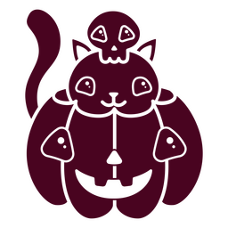 Cute halloween characters pumpkin cat and skull PNG Design Transparent PNG