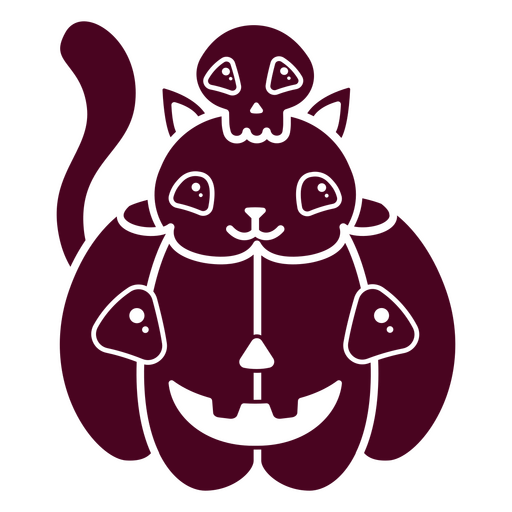 Cute halloween characters pumpkin cat and skull PNG Design