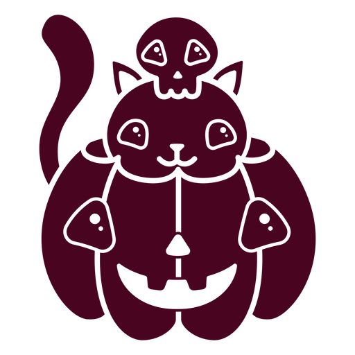 Personagens fofos de halloween, gato de abóbora e crânio Desenho PNG