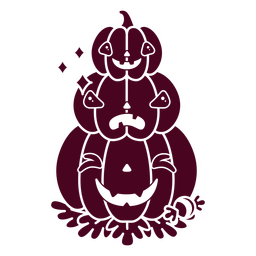 Piled carved pumpkin characters PNG Design