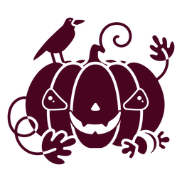 Cute angry carved pumpkin PNG Design