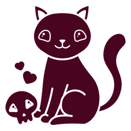 Personagens fofos de gato e caveira Desenho PNG