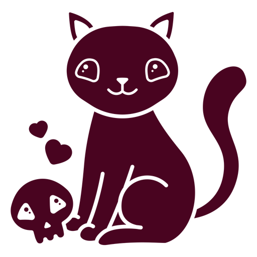 Cute cat and skull characters PNG Design