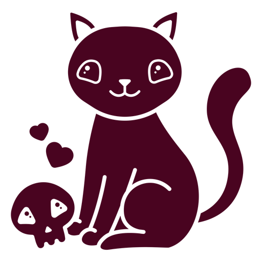 Niedliche Katzen- und Schädelfiguren PNG-Design