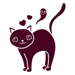 Bonito gato e fantasma de halloween Desenho PNG