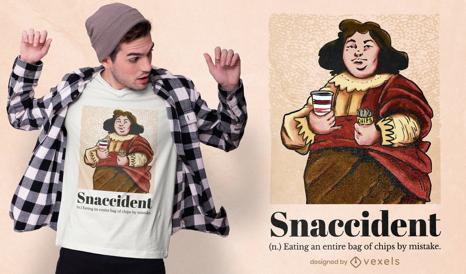 Snaccident sustantivo pintura psd diseño de camiseta