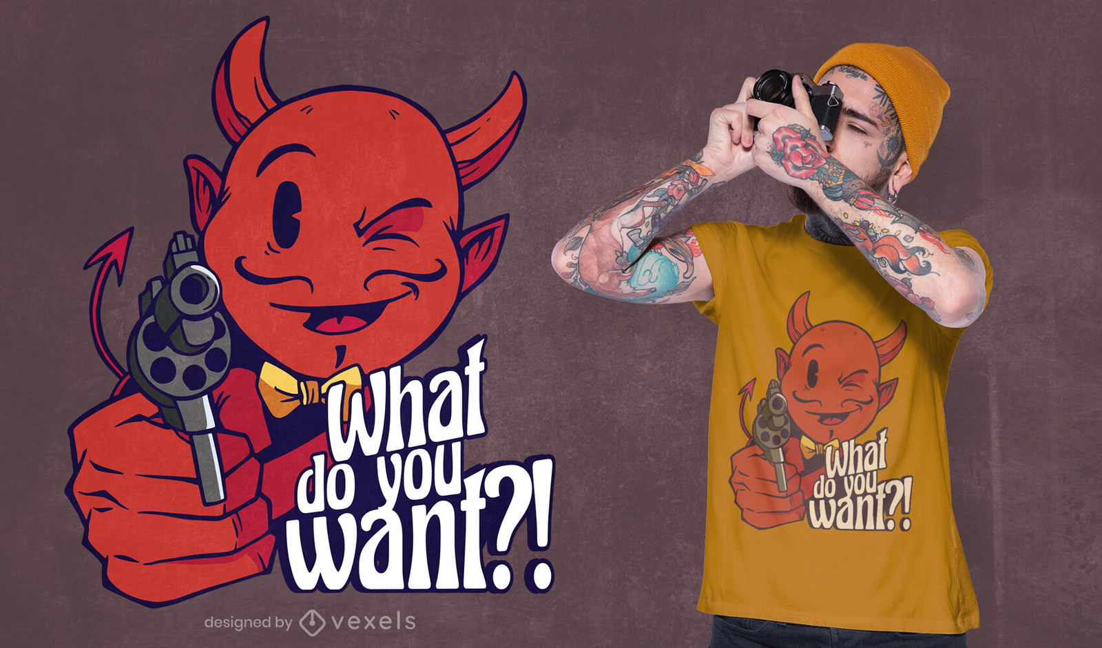 Satanás com design de camiseta de arma