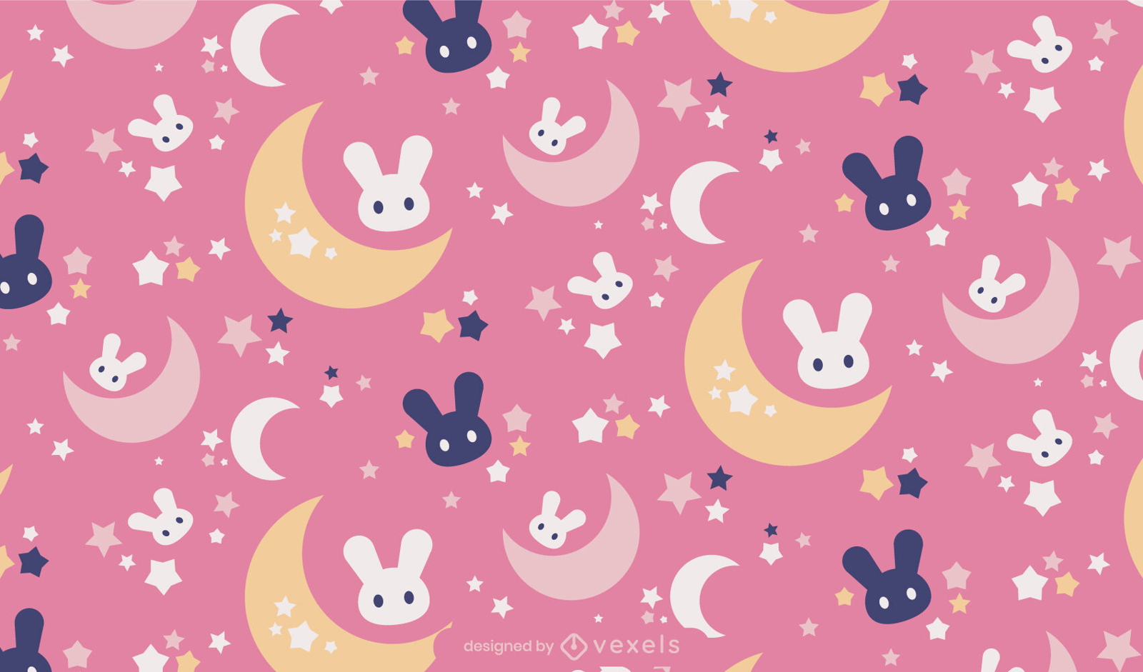 Space bunny rabbits cute pattern design