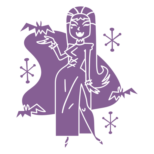 Personagem retrô da senhora vampira Desenho PNG