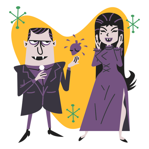Vampire couple cartoon characters PNG Design