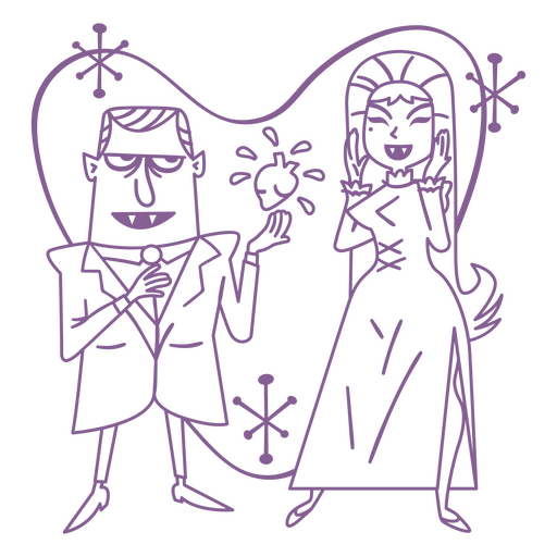 Vampire couple cartoon PNG Design