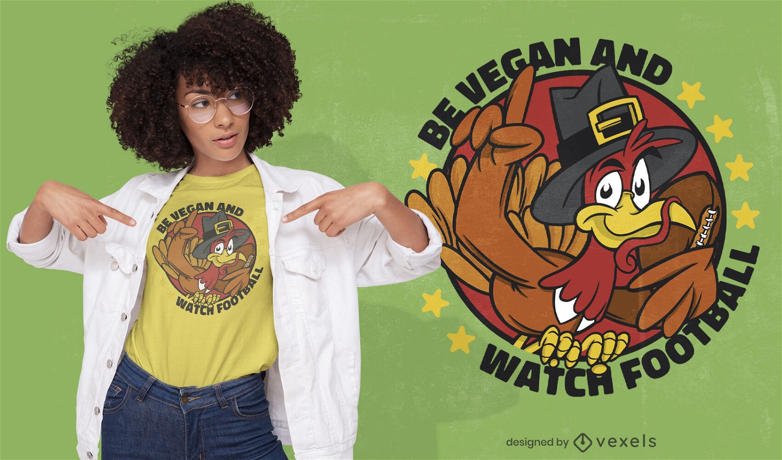 Design de camiseta vegana com citação de ação de graças