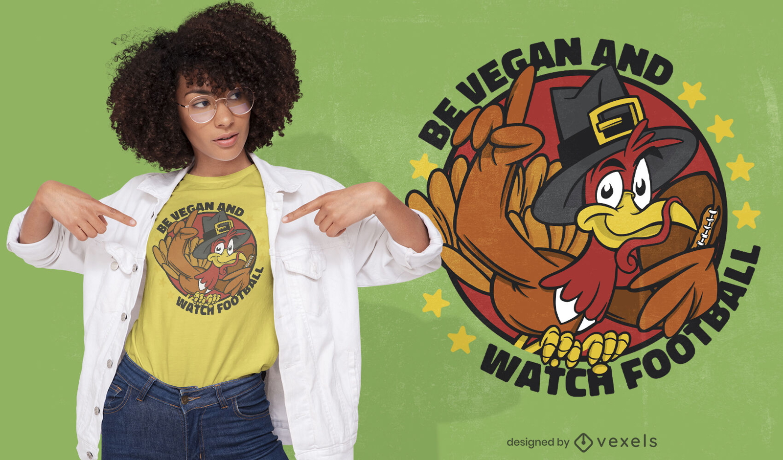 Diseño de camiseta con cita de acción de gracias vegana