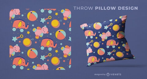 Children toys pattern throw pillow design