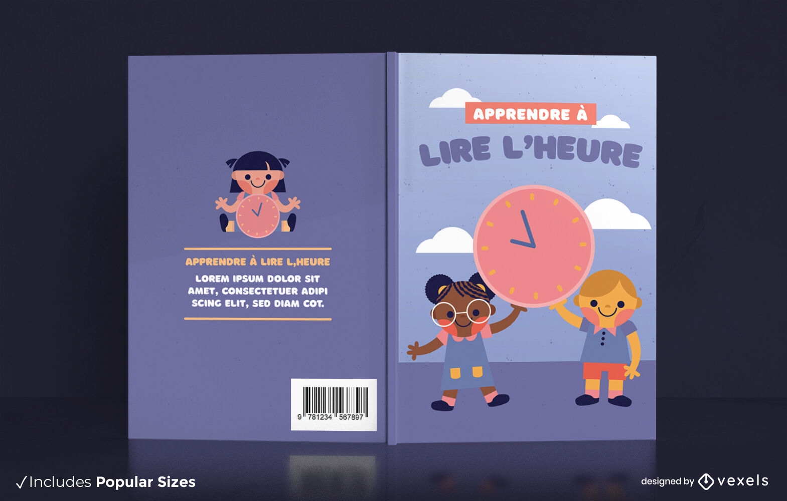 Tempo de leitura para design de capa de livro infantil