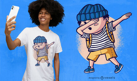Cartoon-Kind, das T-Shirt-Design abtupft
