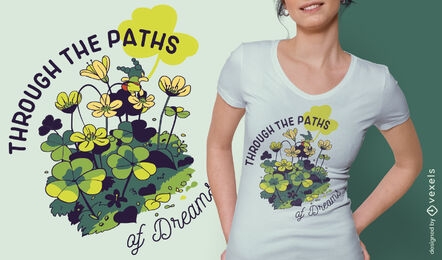 Pequeña niña en flores sueños cita diseño de camiseta