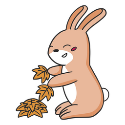 Cute autumn leaves bunny character PNG Design
