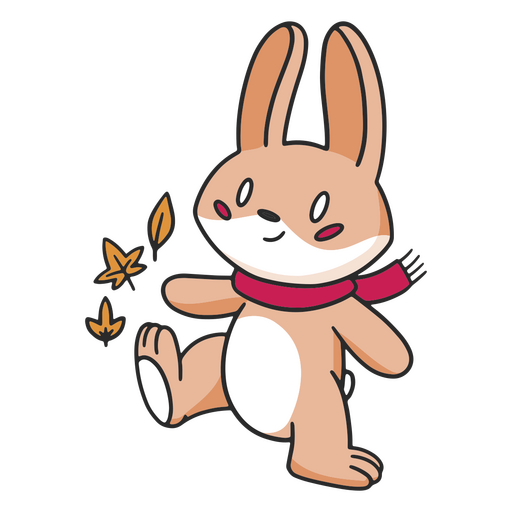O cachecol de outono fofo deixa o personagem de coelho Desenho PNG