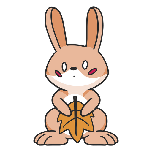 Cute autumn leaf bunny character PNG Design