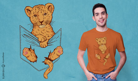 Diseño de camiseta de bebé león en bolsillo de camisa