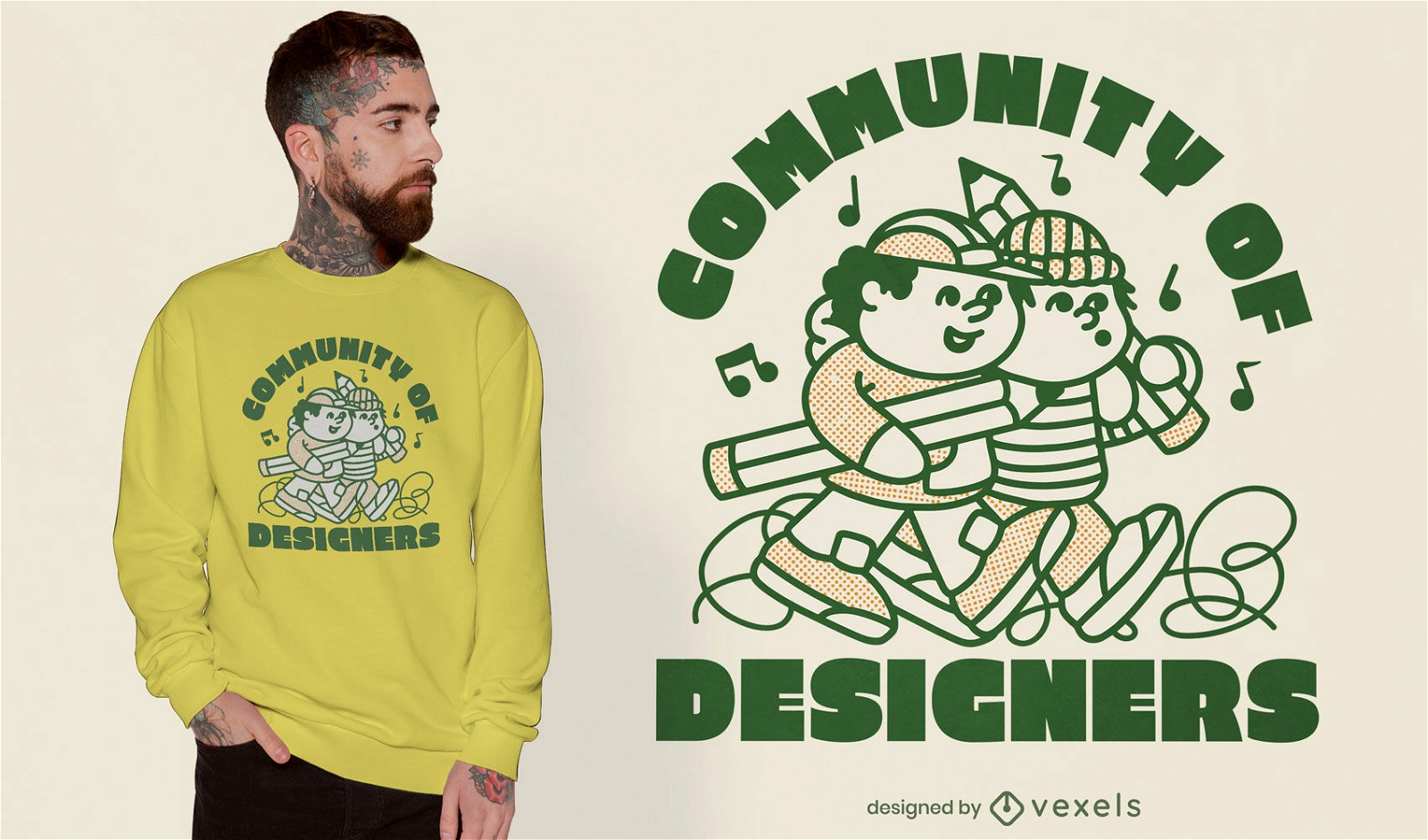 Amigos designers rabiscam design de camiseta
