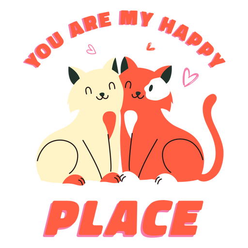 Cats valentine's happy place badge PNG Design