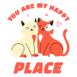 Cats valentin'es badge PNG Design