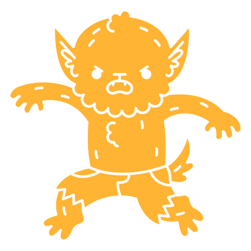 Hombre lobo simple monstruo kawaii personaje Diseño PNG