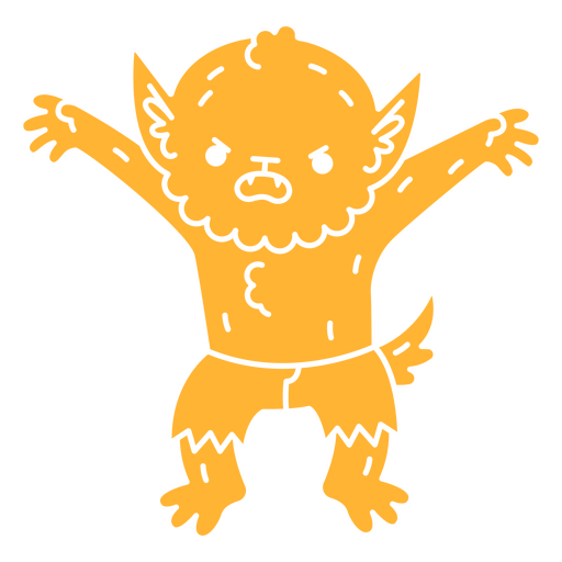 Personaje de hombre lobo monstruo kawaii simple de Halloween Diseño PNG