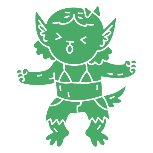 Personaje de hombre lobo monstruo simple kawaii de Halloween Diseño PNG