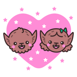 Personagens de lobisomens kawaii de Halloween Desenho PNG