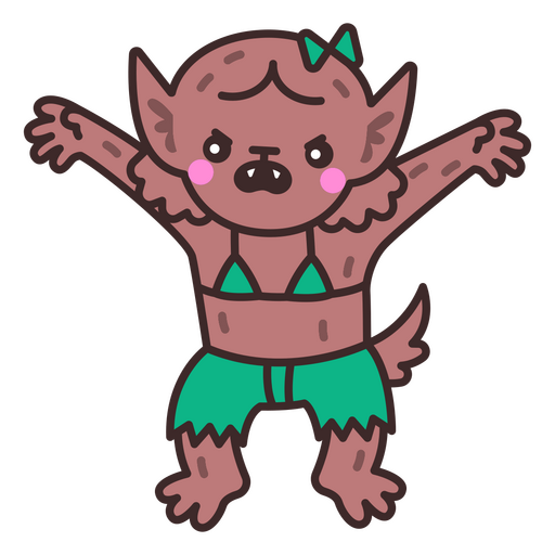 Kawaii personaje de hombre lobo de Halloween Diseño PNG