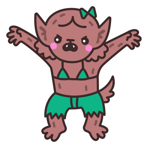 Personagem de lobisomem Kawaii Halloween Desenho PNG