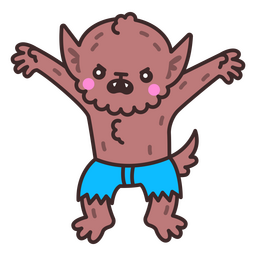 Kawaii Halloween monster werewolf character PNG Design