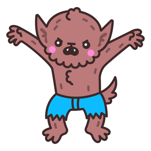 Personaje de hombre lobo monstruo de Halloween Kawaii Diseño PNG