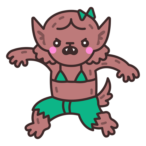 Personaje de hombre lobo monstruo kawaii de Halloween Diseño PNG