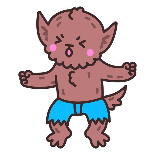 Carácter de hombre lobo monstruo kawaii Diseño PNG