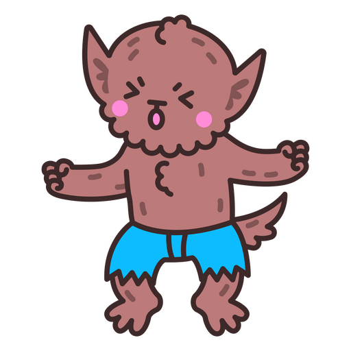 Personagem kawaii de monstro lobisomem Desenho PNG