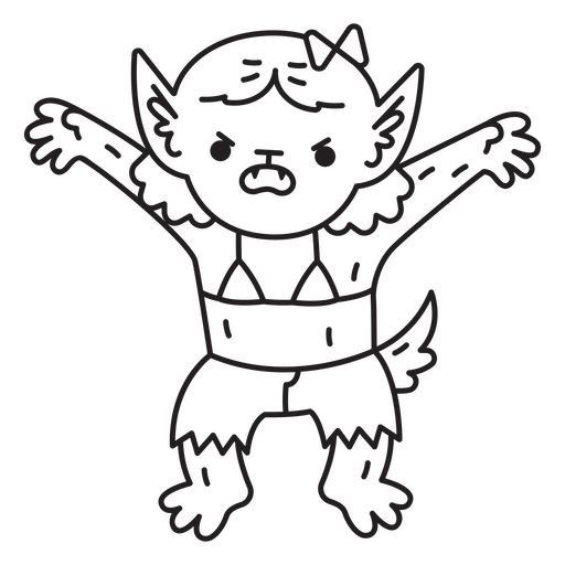 Hombre lobo kawaii simple personaje de Halloween