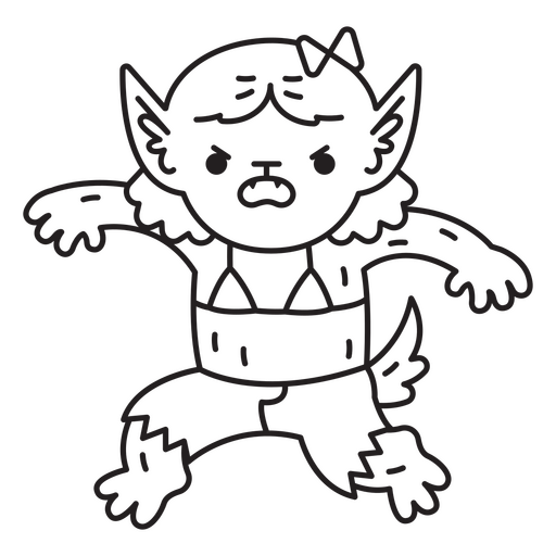 Werwolf kawaii einfacher Charakter PNG-Design