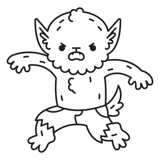 Monstruo de Halloween personaje de hombre lobo kawaii simple Diseño PNG