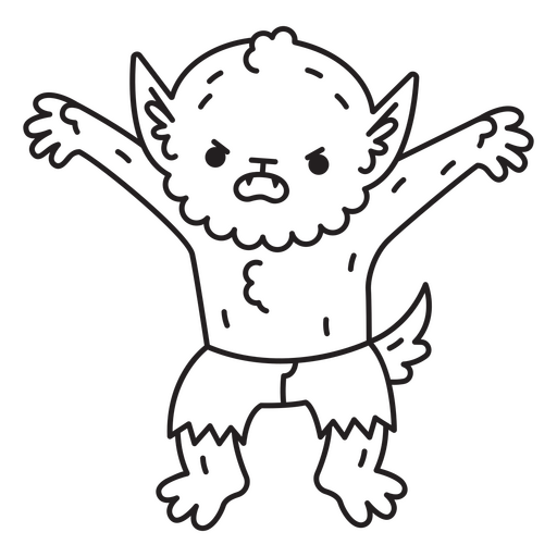 Halloween Werwolf einfacher süßer kawaii Charakter PNG-Design