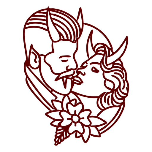 Guapa pareja de diablo Diseño PNG