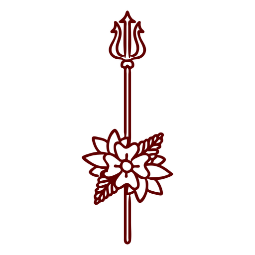 Floral trident icon PNG Design