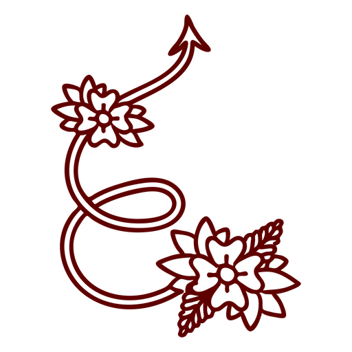 Floral devil tail PNG Design