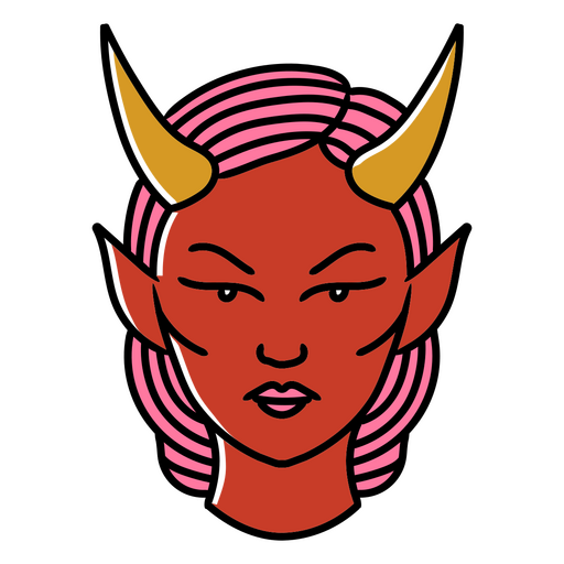 Cara de señora diablo Diseño PNG